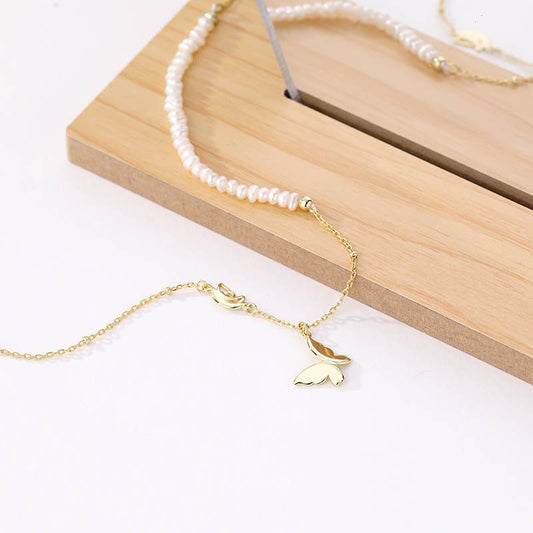 Collar Mariposa y Perlas